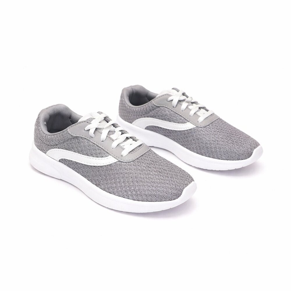 Athletic Works Boys Gray Mesh Gym Shoes Sneakers Size 3 Lace-Up Lightweight